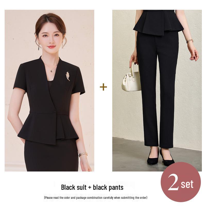 Women's High-End Professional Short-Sleeve Suit for Jewelry Store or Salon Receptionists