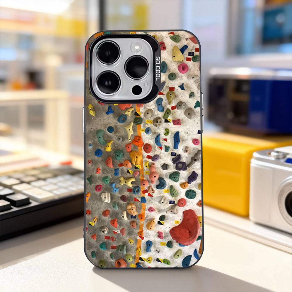 Rock Climbing Wall Cool Phone Case For iPhone 17,16,15,14,13,12,11,Pro,XS,Max,Plus,Mini,SE4,E IMD Matte Black
