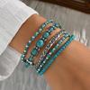 Boho Türkis Verzierte Perlenarmband Set für Damen Vintage Trendy Naturstein Perlen Kette Schmuck Geschenke