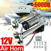 12V Car Electric Horn 600dB With Air Compressor and Relay Super Loud Dual Trumpets For Motorcycle Boat Truck