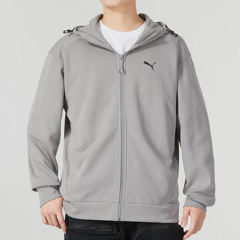 Puma Logo Print Hooded Sports Breathable Casual Jacket Men Jacket Gray 678367-14