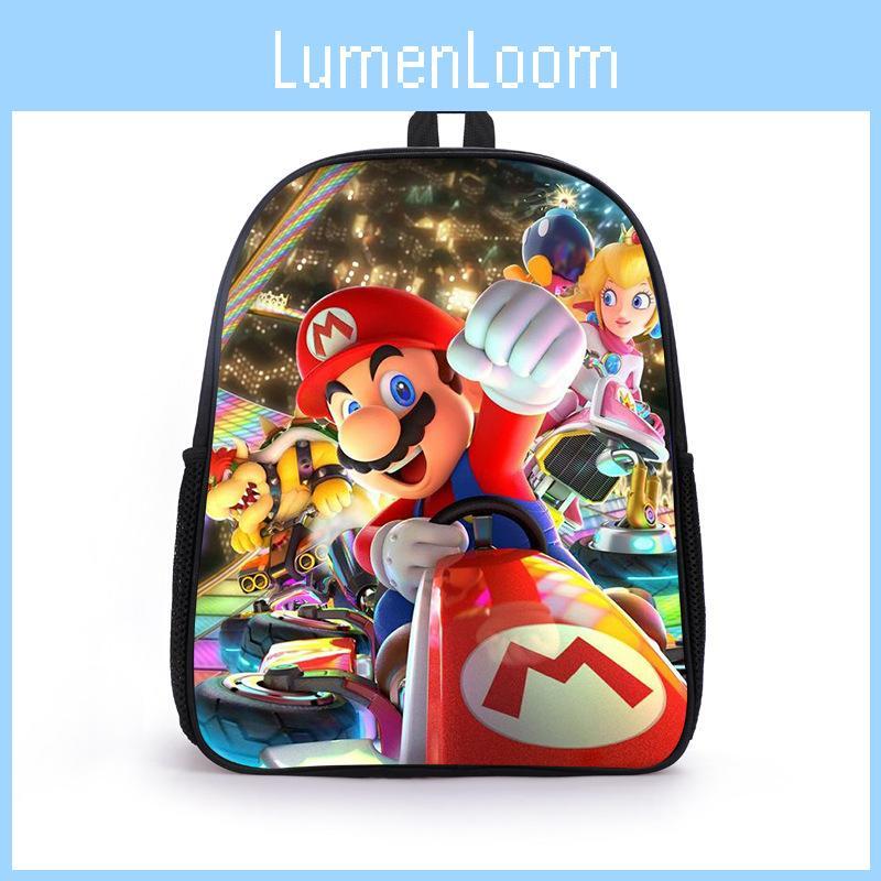 Fun Cartoon Mario Graphics Children School Bag With Lightweight Oxford Material