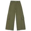 Women's Army Green Loose Cargo Jeans - Spring Style, Slim Fit, Wide Leg, Large Pockets