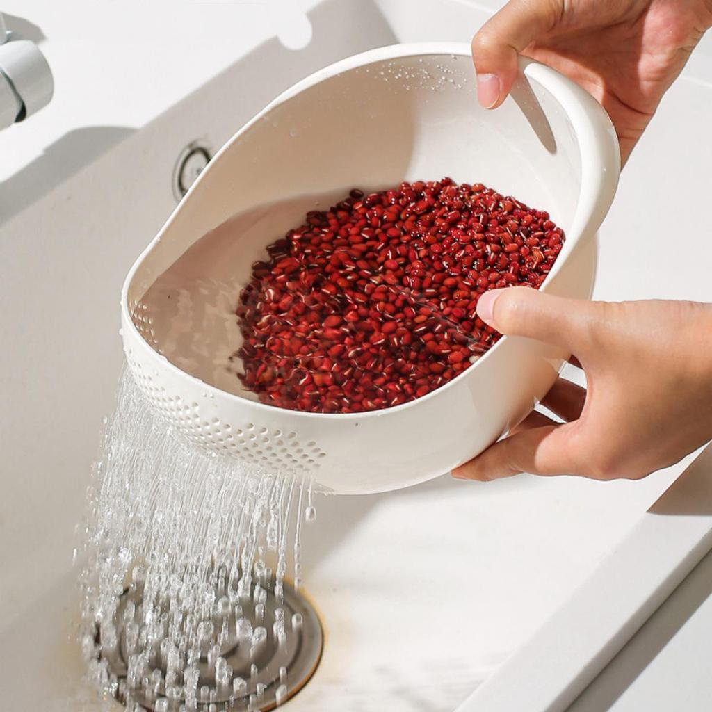 Multifunctional Rice Washing Sieve & Rinsing Colander - Plastic Fruit Basket