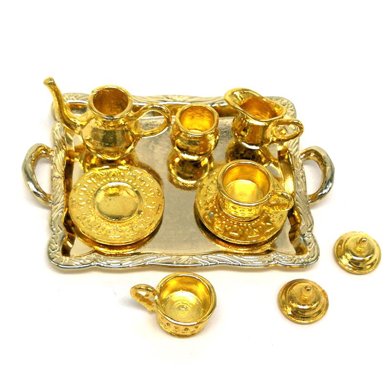10 stk/sett dukkehus miniatyr metall te dukkehus møbler miniatyr leketøy