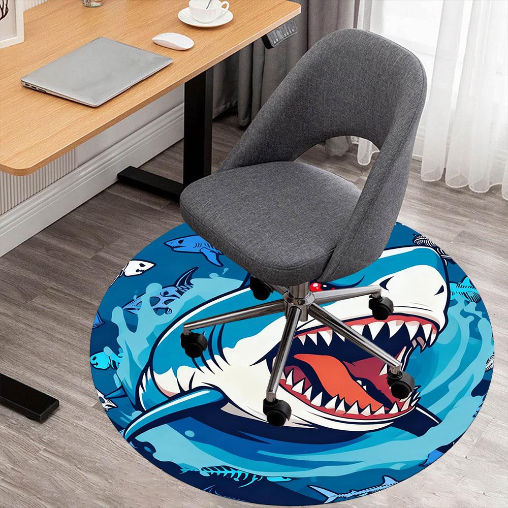 1PC Shark Teeth Round Chair mat Area Rug - Non-Slip, Floor Mat for Office, Bedroom, and Indoor Decor -Gift D1127211