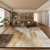Alfombra Beige Wabi-Sabi Fácil de Limpiar para Sala de Estar Decoración del Hogar Antideslizante Suave Alfombra Abstracta Plegable Terciopelo Corto Alfombrilla para Mesas de Café