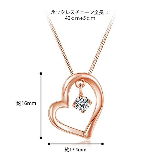 [Free Bird] Women's Heart Necklace, Premium Quality 5A Cubic Zirconia, Pink Gold Pendant, Sterling Silver 925, Perfect for Birthdays, Valentine's Day,