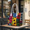 Colorful Abstract Print Tote Bag Stylish Daily Carry Shoulder Bag for Casual Use