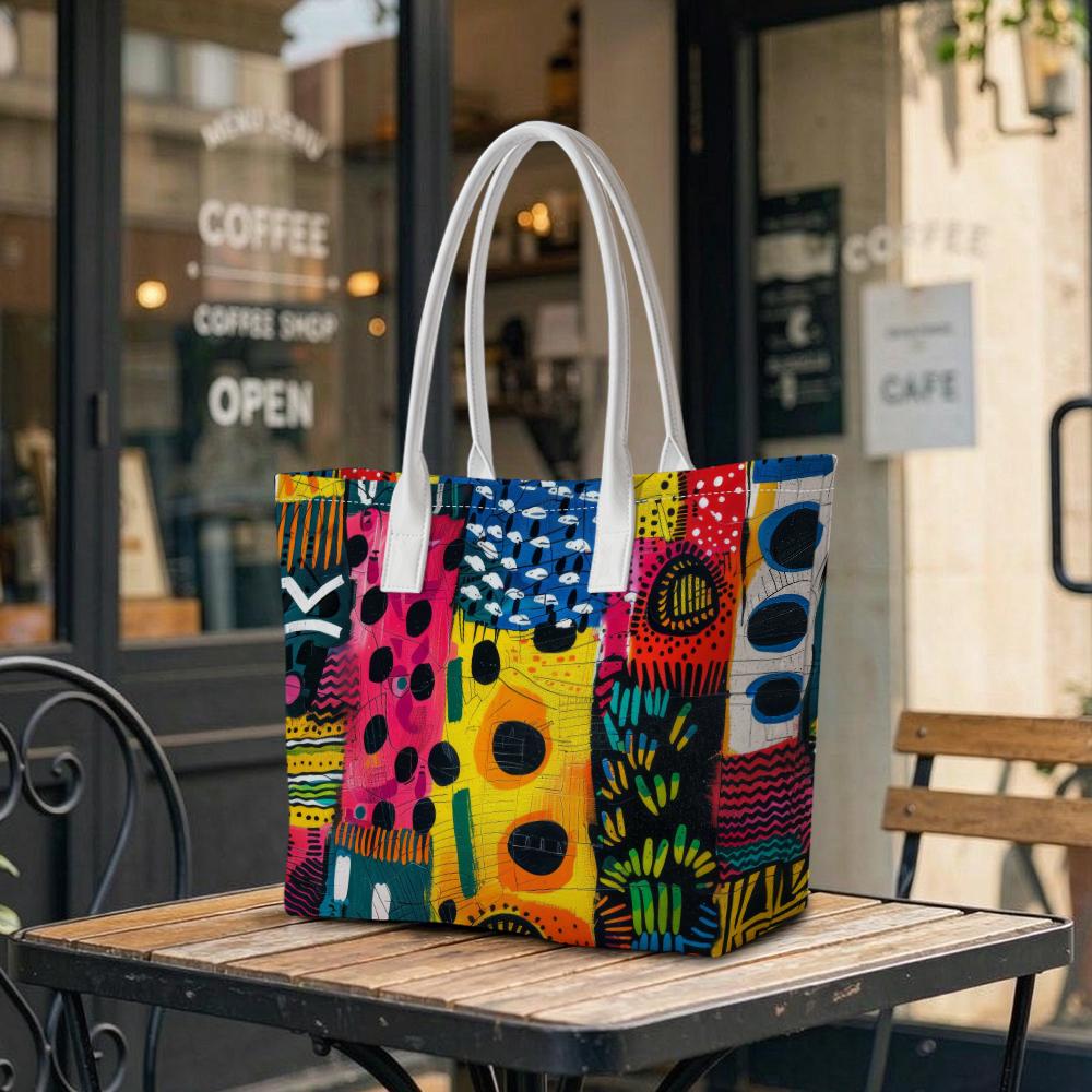 Colorful Abstract Print Tote Bag Stylish Daily Carry Shoulder Bag for Casual Use
