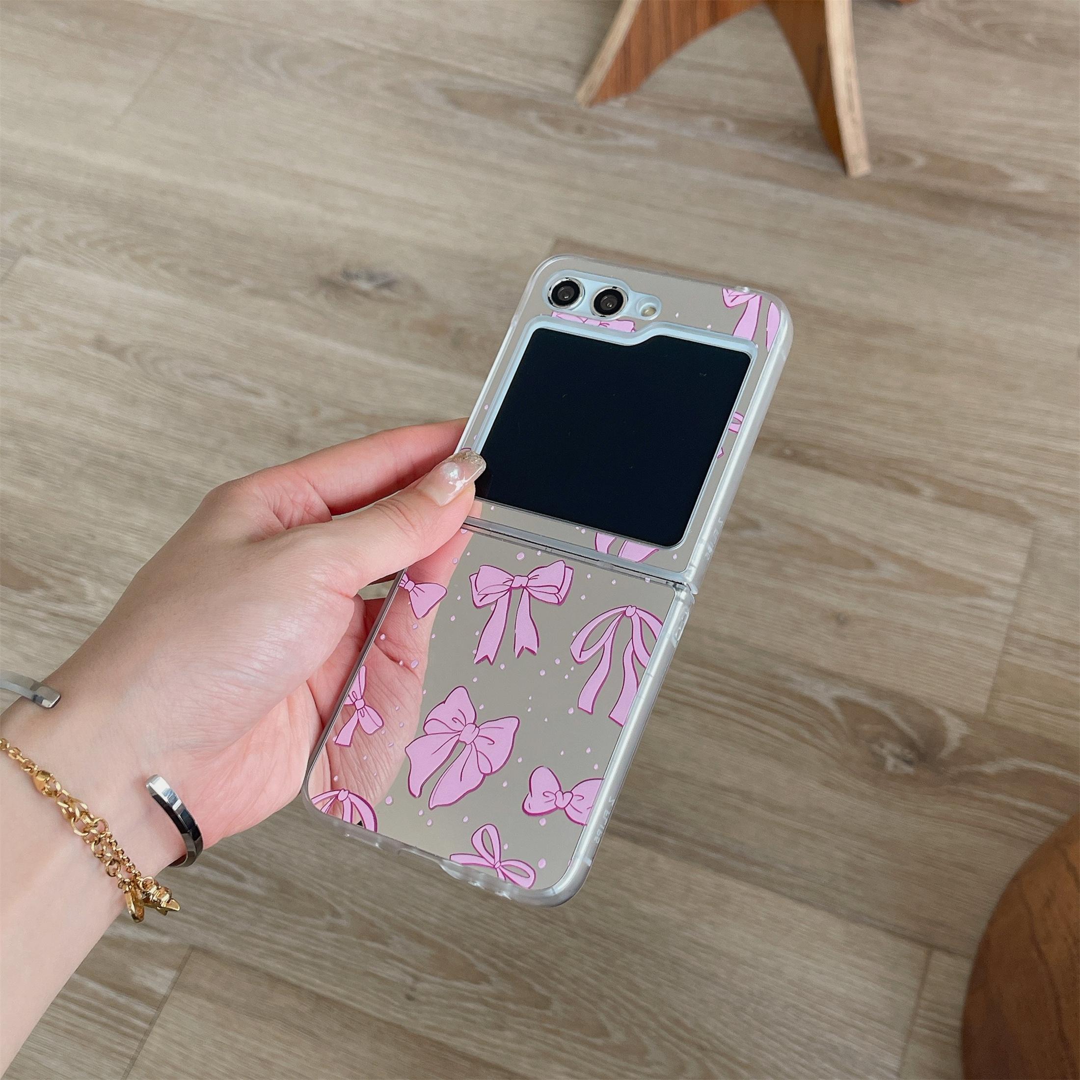 

Розовый складной чехол для телефона со звездами и луной, зеркальный чехол для Samsung Galaxy Z Flip 3 4 5, защитный чехол от падений Samsung Galaxy Z Flip 5