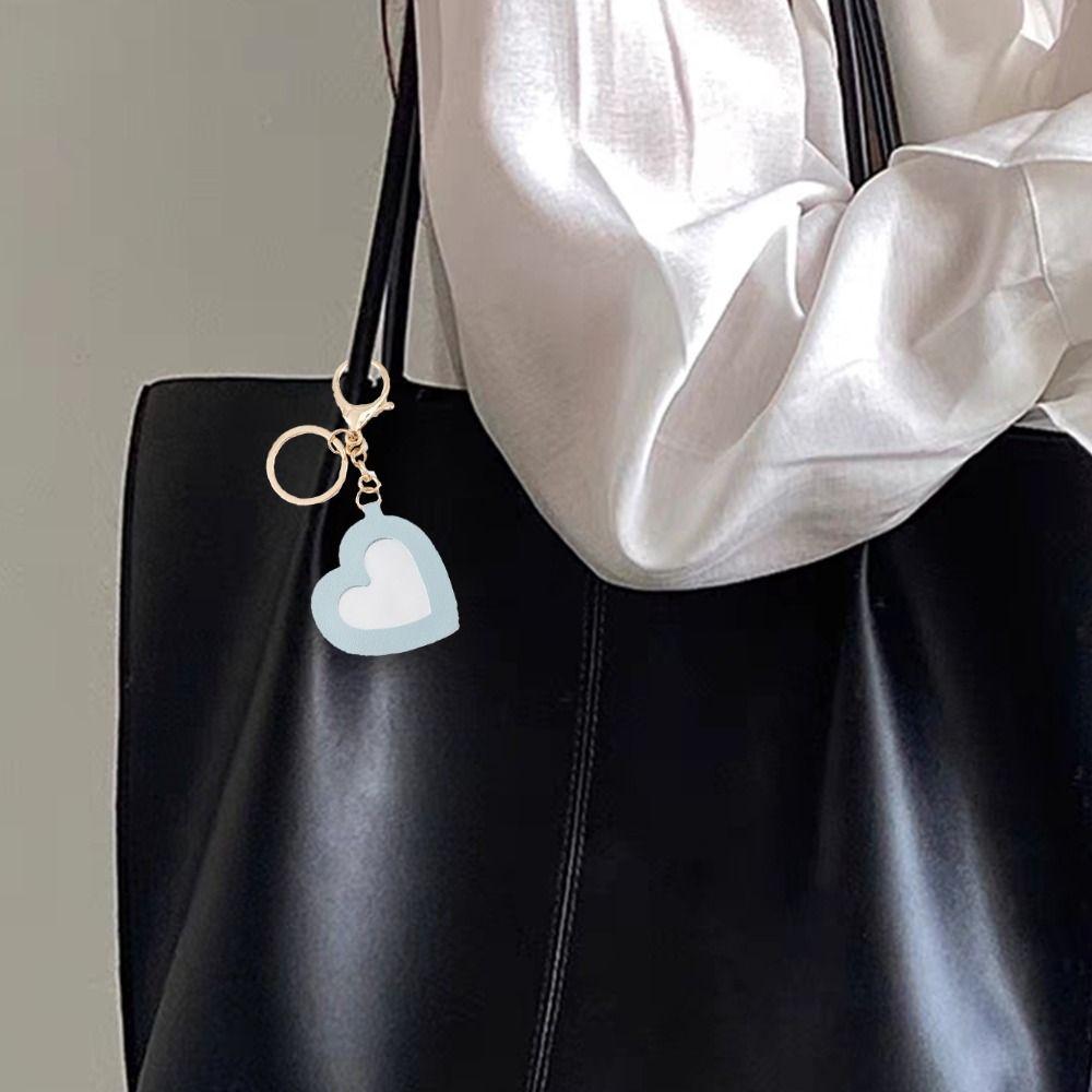 Espelho Cosmético de Coração Trinket Chaveiro com Argola de Chave Maquiagem Mini Espelho Feminino Senhora Menina