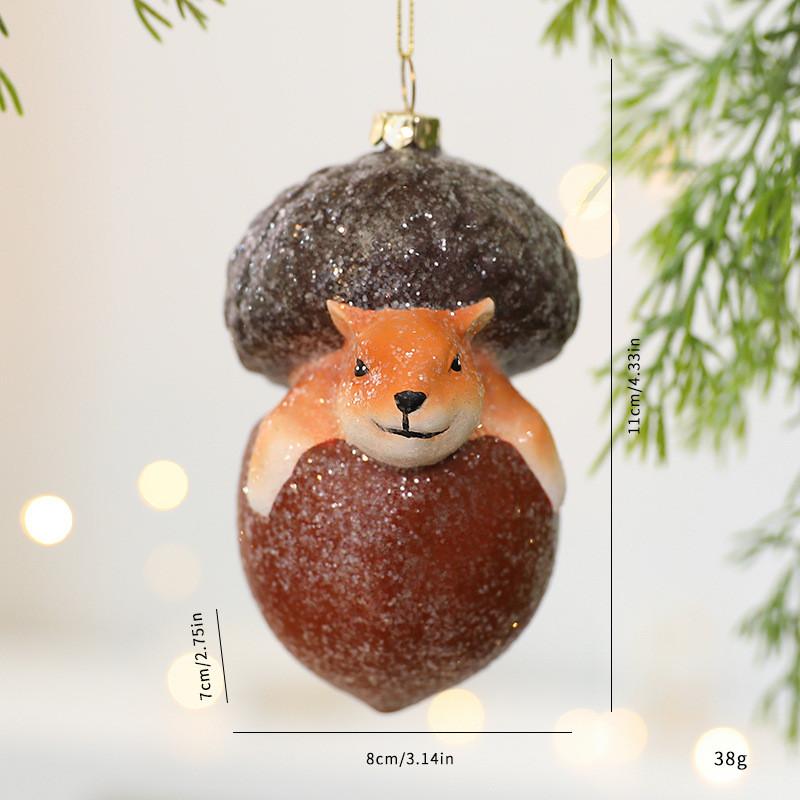 Festive Christmas Tree Ornament Squirrel Hedgehog Design Plastic Hanging Decor