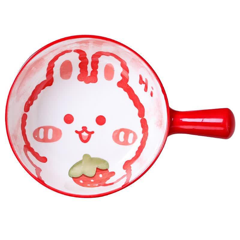 Cartoon Ceramic Baking and Salad Bowl with Handle