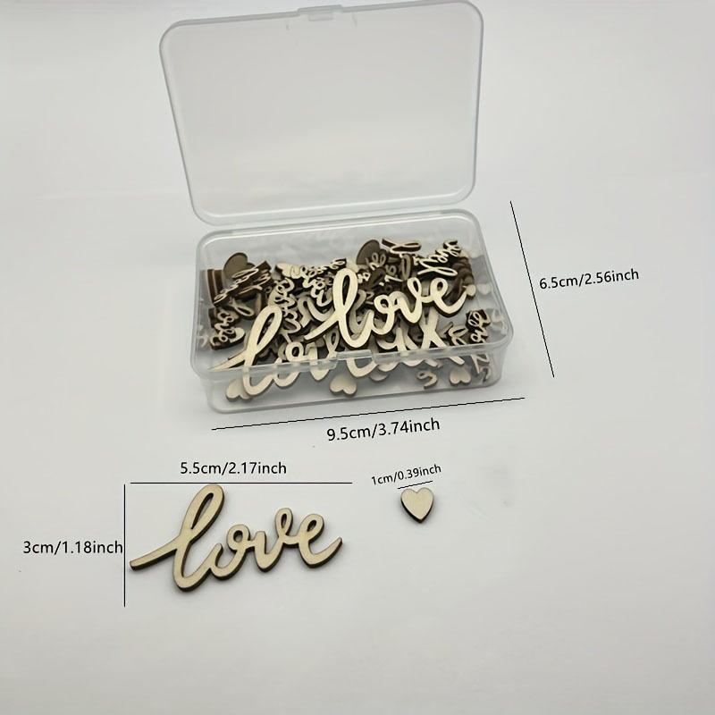 120pcs Natural Wood Love Confetti & Mini Hearts - Rustic Wedding Table Scatter Decor, Boho Bride Shower Party Supplies, DIY Card