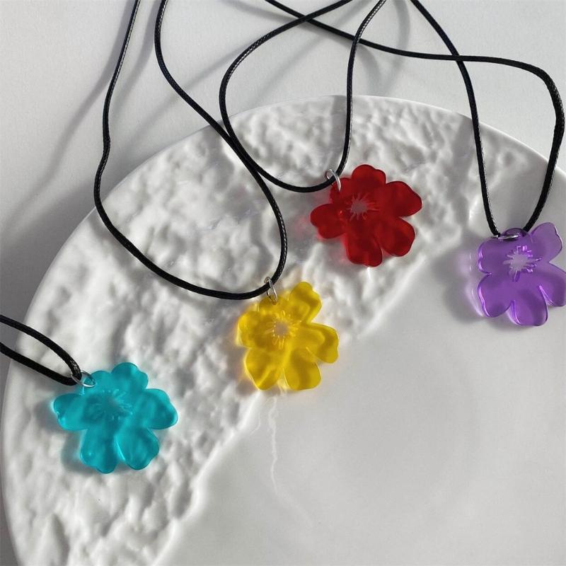 Acrylic Hollow Six Petal Flower Loose Beads Colorful Flower Charm Pendant DIY Accessories Necklaces Earring Jewelry Gift