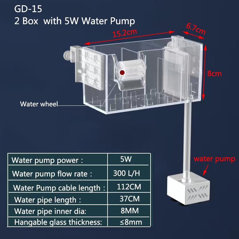 

Fish Tank Waterfall Filter Box Wall Mounted Built-in Silent Circulating Water Purifier For Fish Tank Aquarium With Water Pump EU Plug