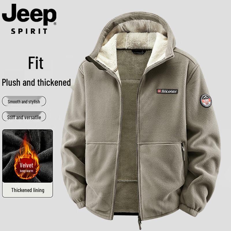 JEEP SPIRIT Men s Fleece Lined Hooded Zip-Up Jacket 3XL