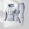 250g Men's Trendy Sports Hoodie & Sweatpants Set - Plain Color