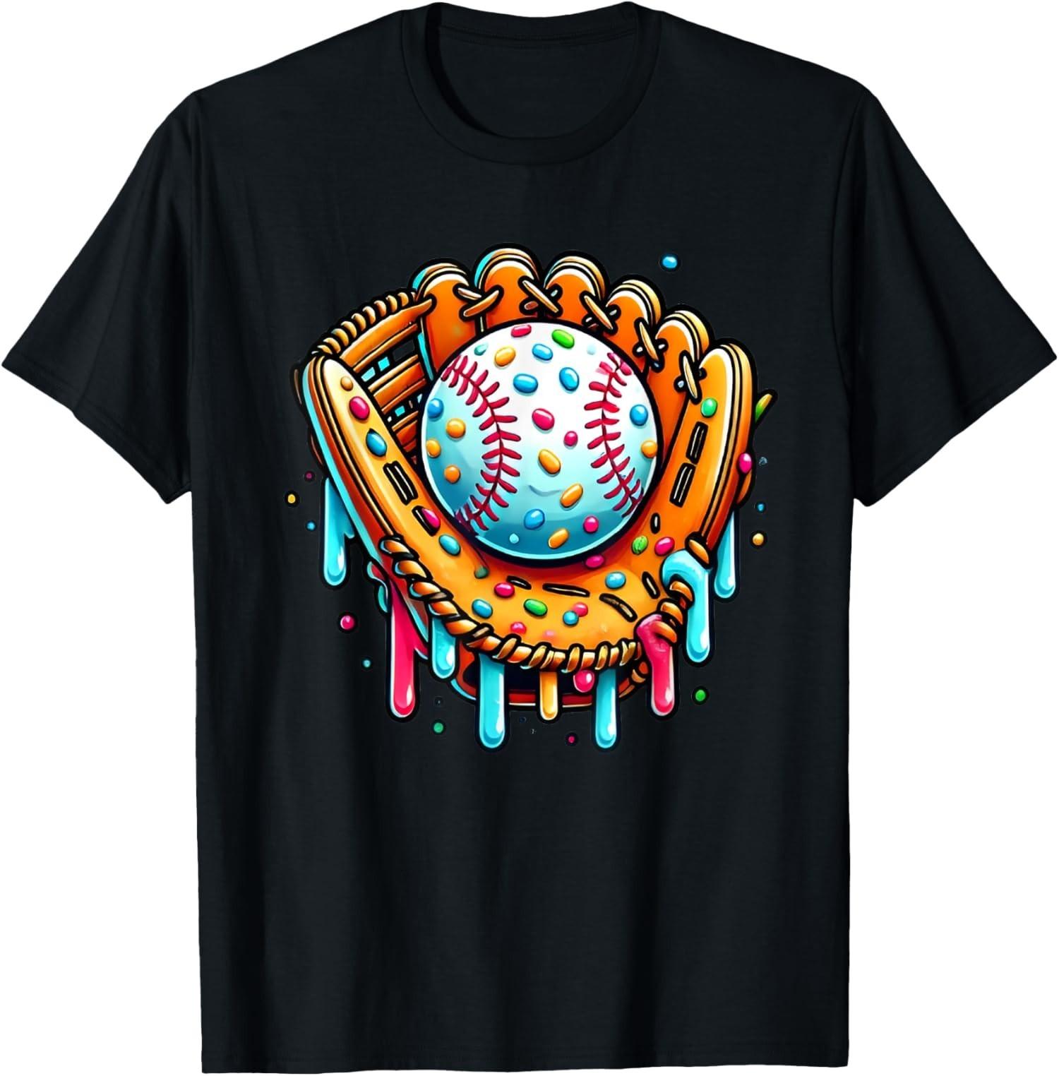 Ice Cream Drip Baseball Stuff Baseball Drip Graphic Unisex T-Shirt XXXL