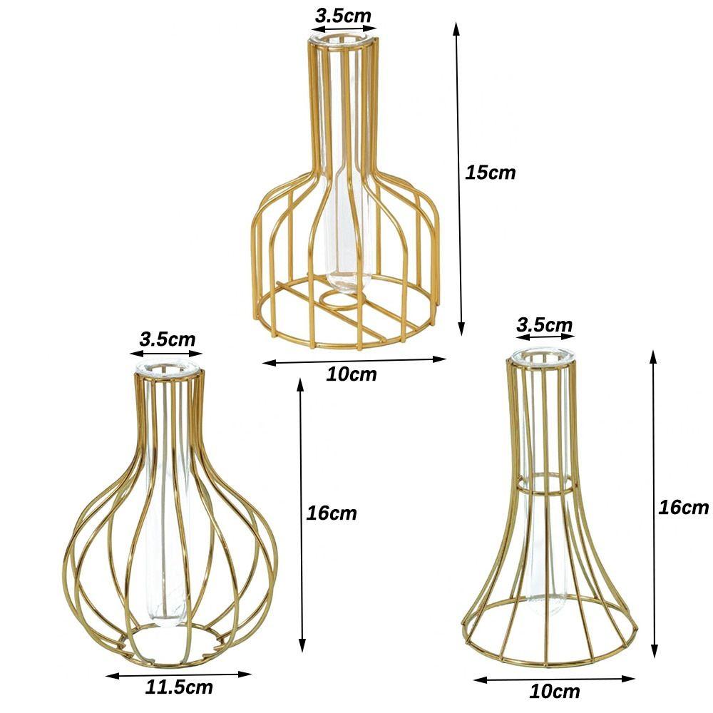 Flower Arranging Test Tube Vase Hollow Frame Removable Tube Decorative Hydroponic Vase Iron Flower Arrangement Vase