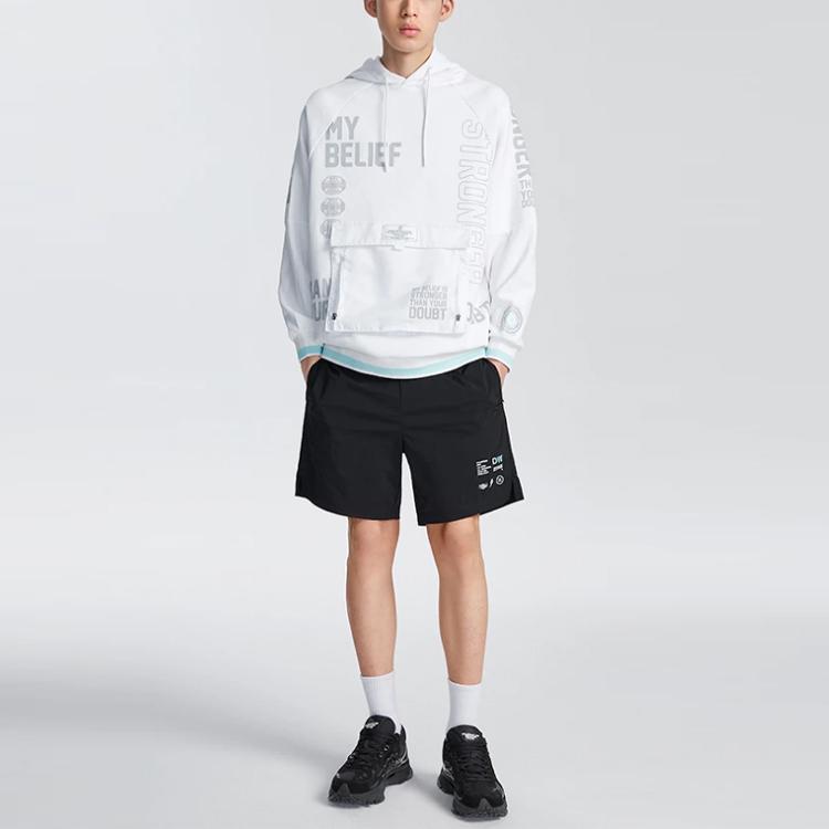 Li Ning Wade Series Letter Print Pattern Loose Reflective Shorts Men shorts Black AKSR217-1