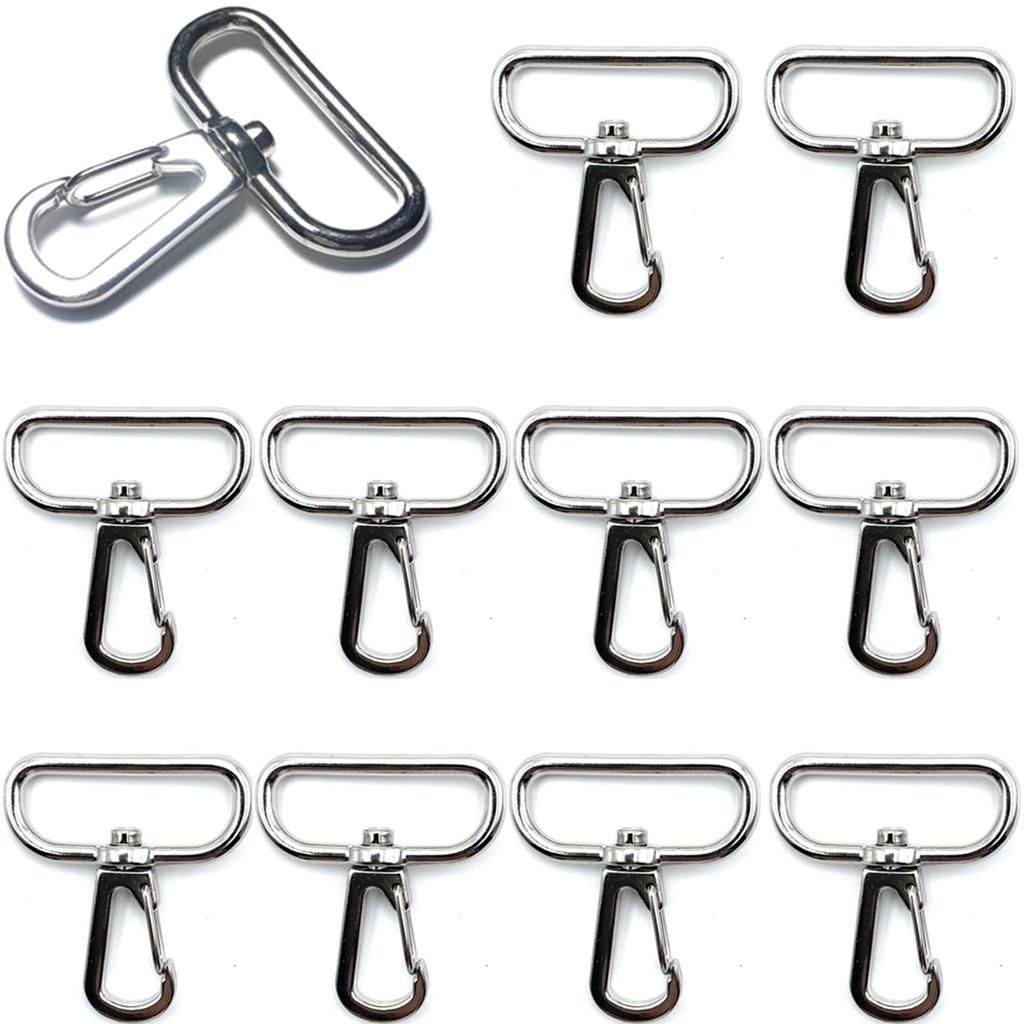 Craft Parts Shop 30mm Snap Hooks (10 pieces) for Shoulder Belts and Keychains (Silver)