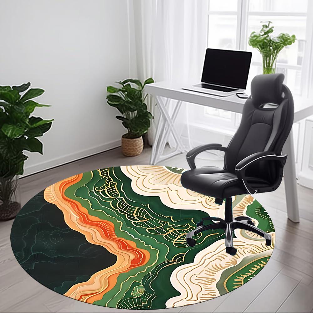 1pc Abstract Patterns Office Round Area Rug,  Mat Suitable For Office, Under Office Chairs Bedroom Living Room Home Decor, Room Deco