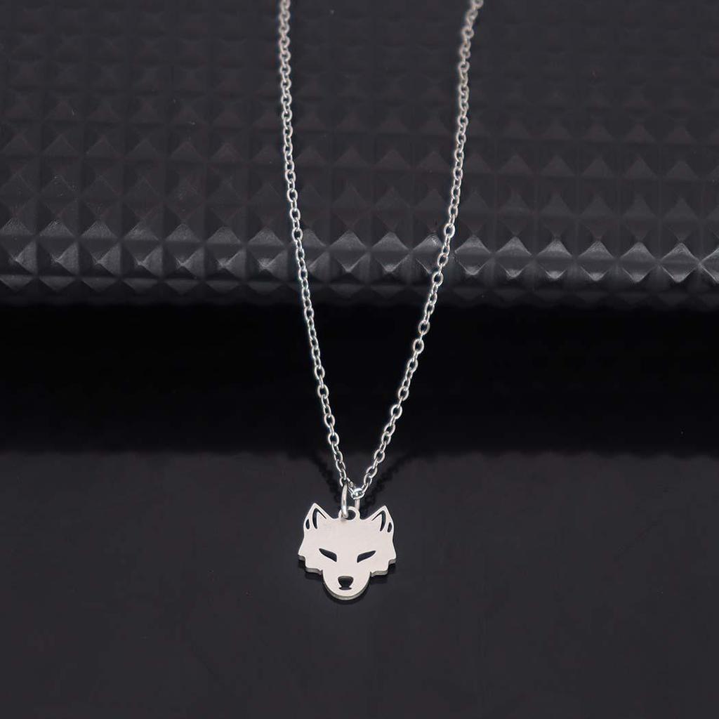 Elegant Stainless Steel Fox Head Pendant Necklace