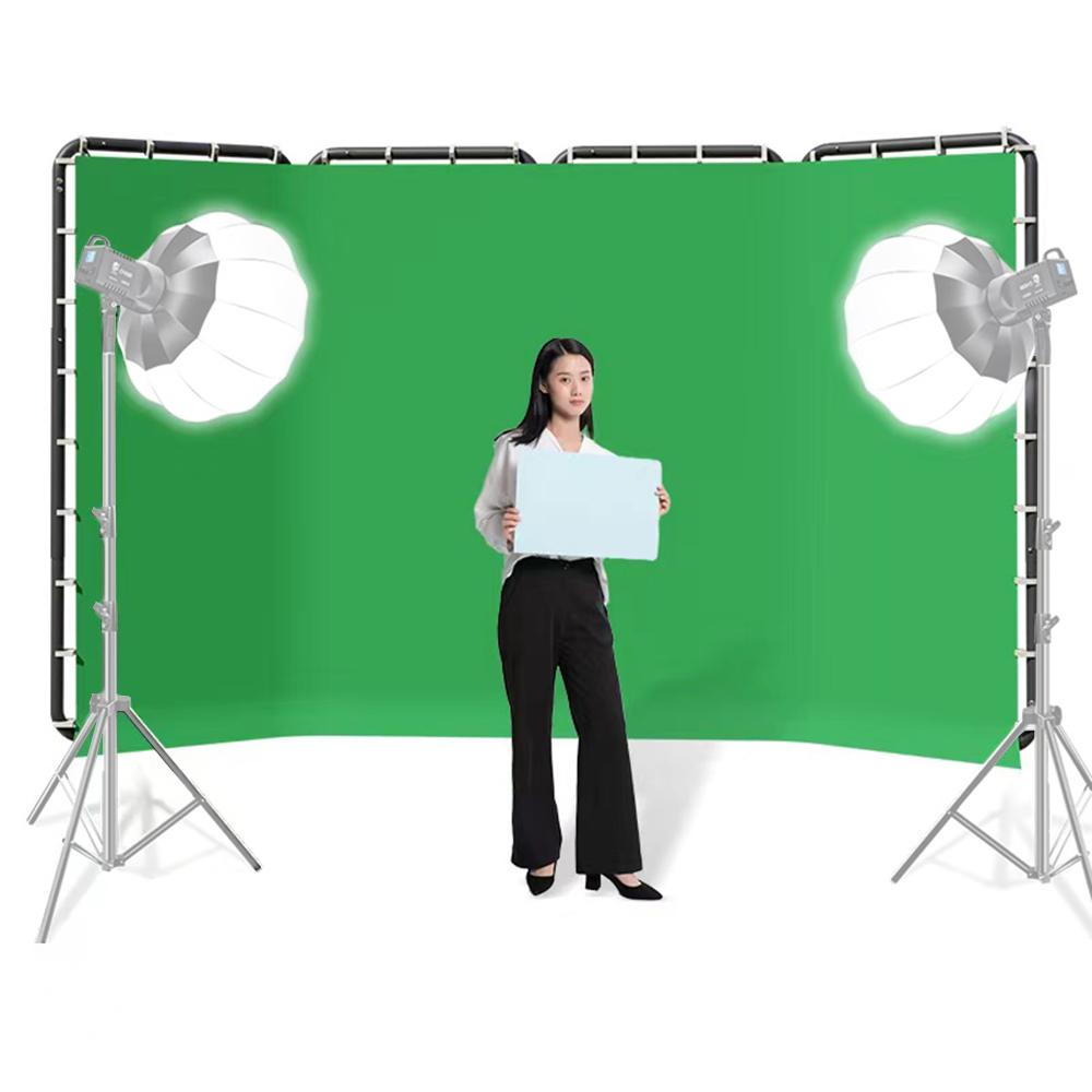 2.4x4M 7.87x13.12FT Large Collapsible Backdrop Stand Heavy Duty with Green Backdrop Green Screen Backdrop Kit with