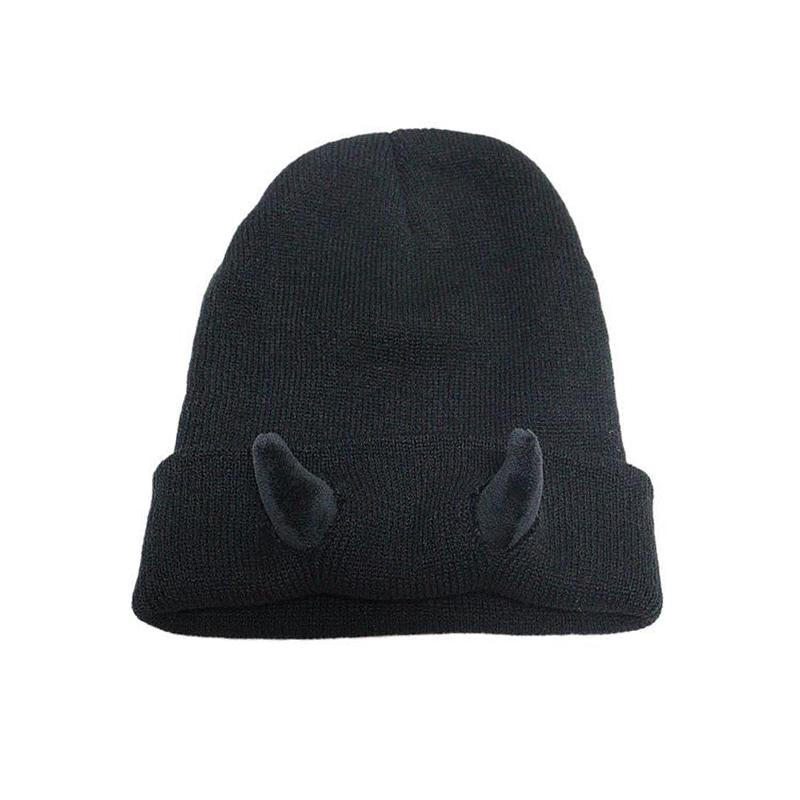 1PC Warm Stretchy Devil Playful Hat Cold-Resistant Beanie Winter-Ready Knitted Trendy Horn Soft-Knitted