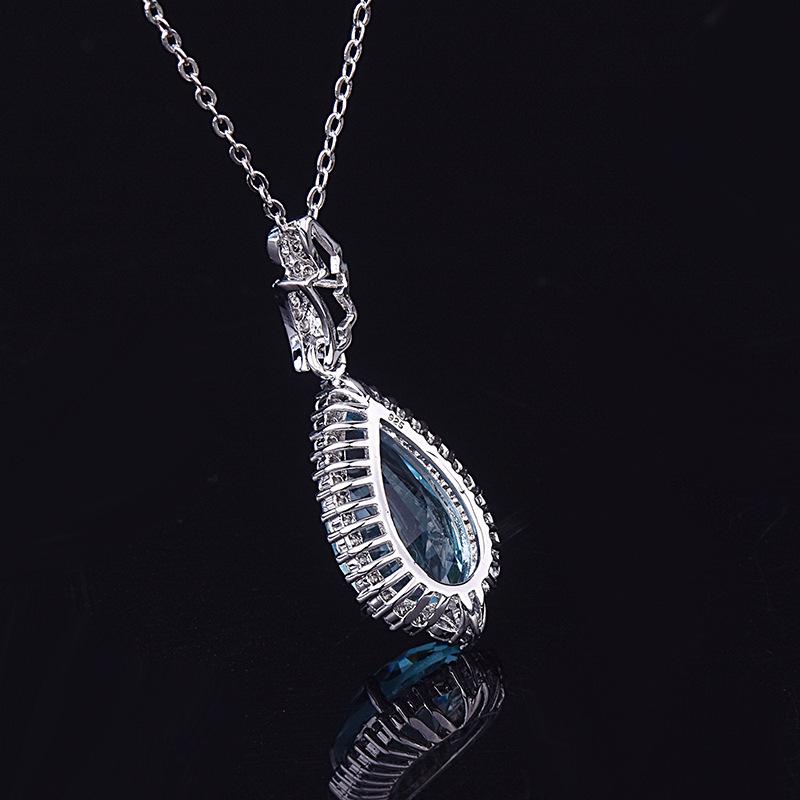 BELLA BOX Gorgeous Luxury Water Drop Sea Blue Pendant Female Clavicle Chain For Women Charm Wedding Engagement Fine Jewelry New Trendy