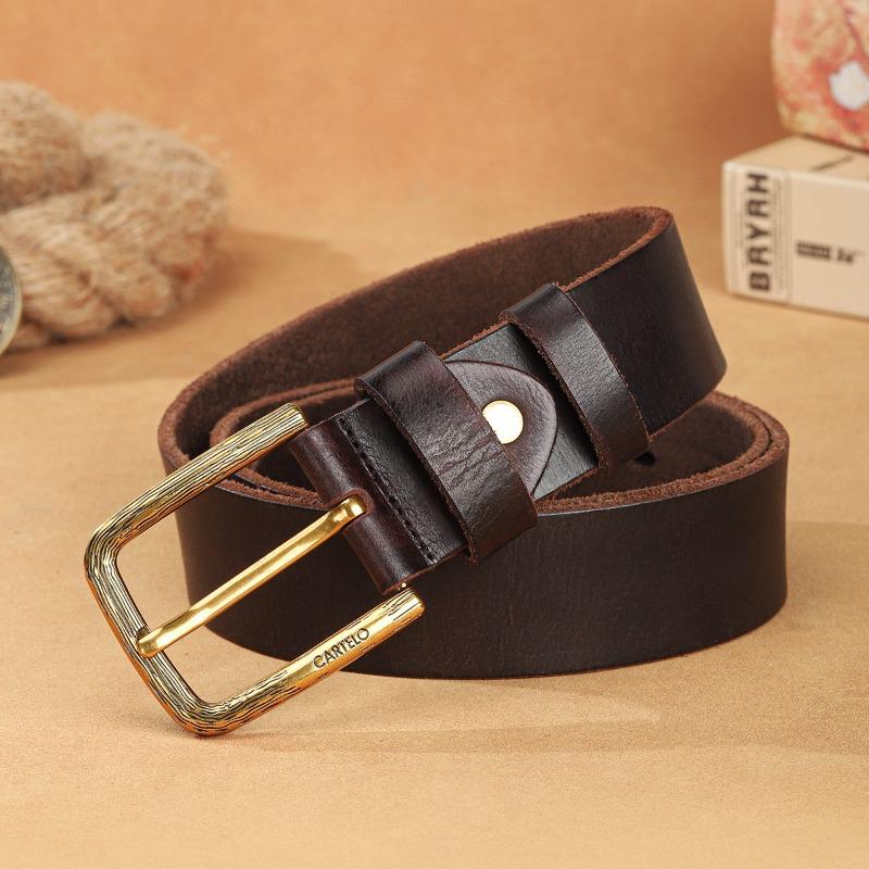 

Meier Belt - men s top grain leather belt - vintage pure cowhide casual fashion waist belt one size fits all