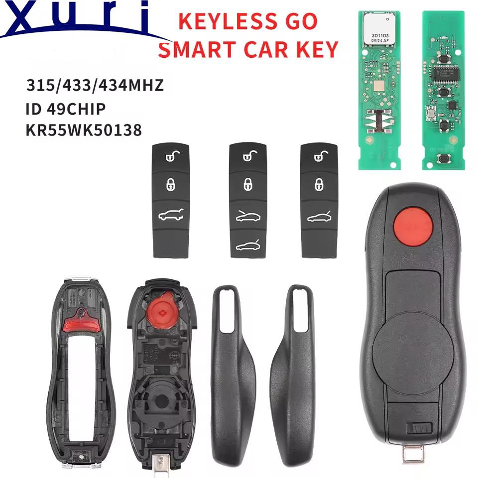 Xuri KR55WK50138 For ID49 PCF7945P 315/433/434MHZ Smart Car KeyCar model 2010-2018 Panamera Macan Cayenne 718 911 Boxster