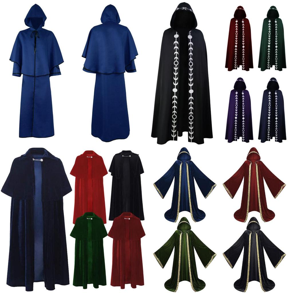 Vintage Guide Robe Hooded Cloak For Halloween Cosplay- 5 Colors