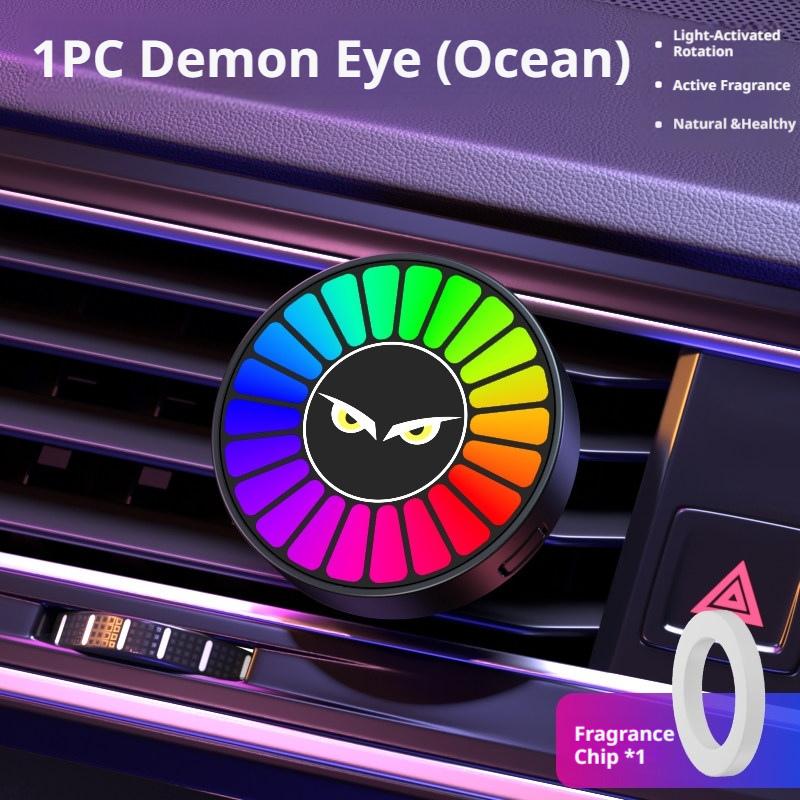 SEAMETAL Car Vent Aromatherapy LED Sound-Activated Ambient Light Decorative Car Air Freshener with Evil Eye Design Ocean