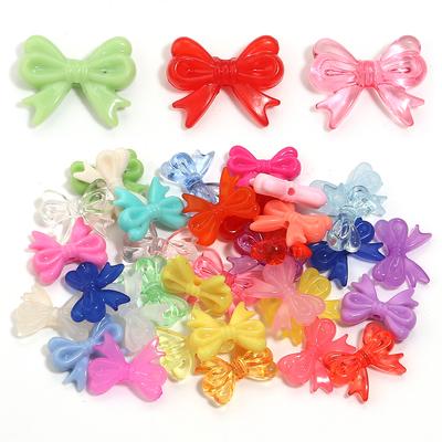 100pcs Bowknot Acrylic Beads 18x14mm Candy Color Loose Spacer Beads For Jewelry Making DIY Charms Bracelets Necklace Accessories