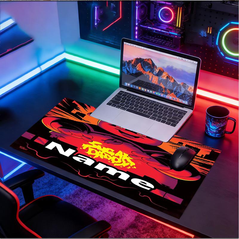 Custom Name Personalized Ghostbusters Pattern Mousepad, Laptop PC Desk Mat, Decorative Desk Mat for Home Keyboard Pad Gift