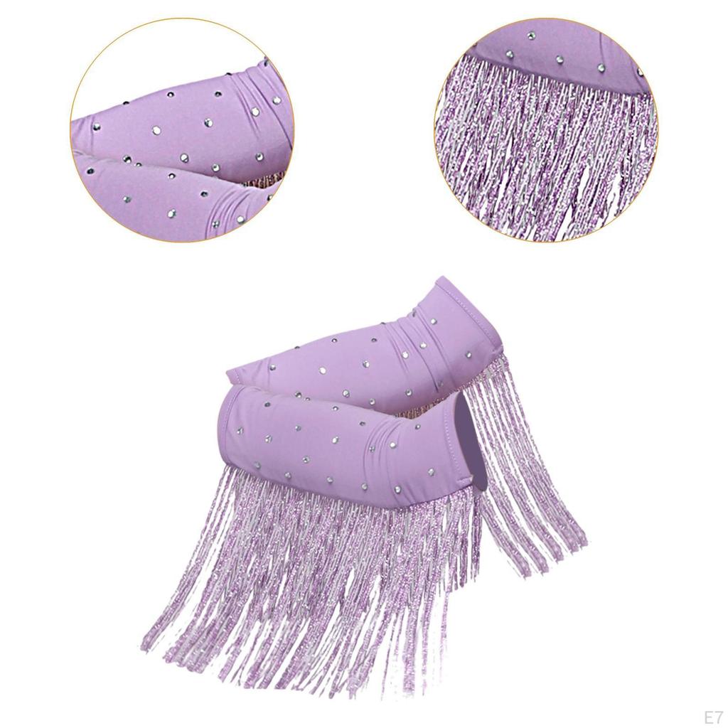 1 Pair Latin Dance Arm Sleeves Competitions Shiny Comfortable Tassel