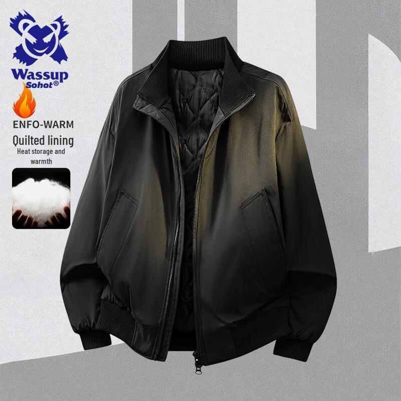 Wassup Sohot Men s Thickened Stand-Up Collar Winter Cotton Jacket XXL
