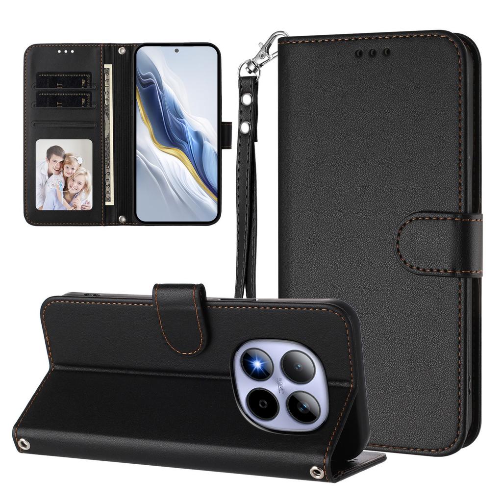 For Xiaomi Redmi Note 15 Pro 4G (Global) Leather Case Wallet Stand Phone Cover with Wrist Strap