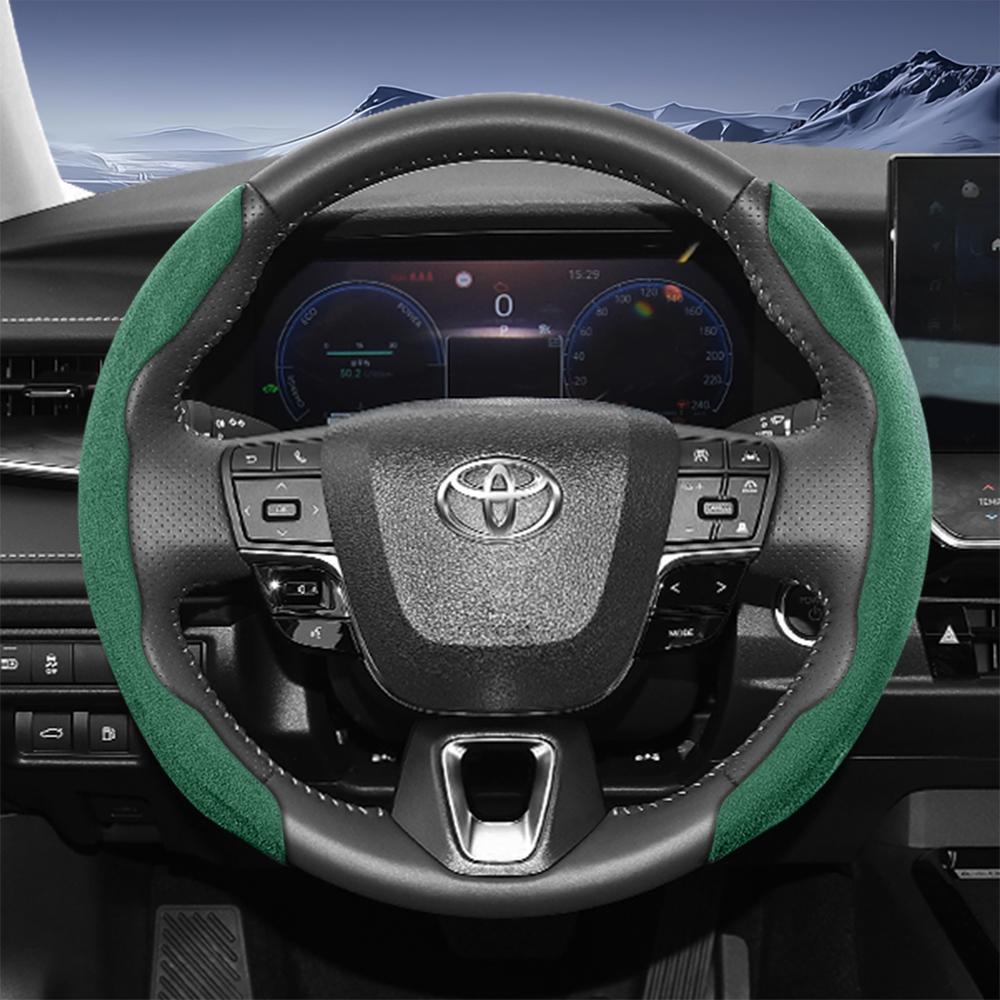 

Suitable for Toyota Sports Suede Steering Wheel Cover with Split Snap-On Design for Rav4 Hilux Camry Yaris Corolla Cross Kluger Grand Highlande
