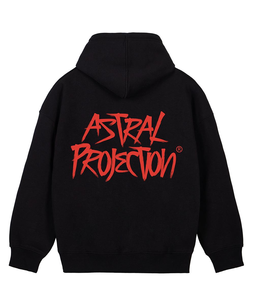 Astral Projection Graffiti Lettering Oversized Wide Shoulder Hoodie_Black Xl