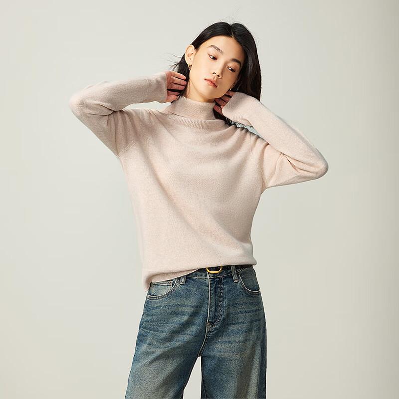 HLA Women's Soft High-Neck Pure Wool Long Sleeve Sweater