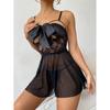Sex pajamas black lace seduction sexy nightdress mesh nightgown set female 21178