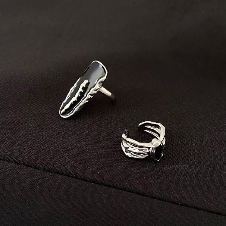 4pcs Versatile Finger Rings Set Adjustable Opening Fingernail Ring Trendy Finger Accessories Office Wear Jewelry