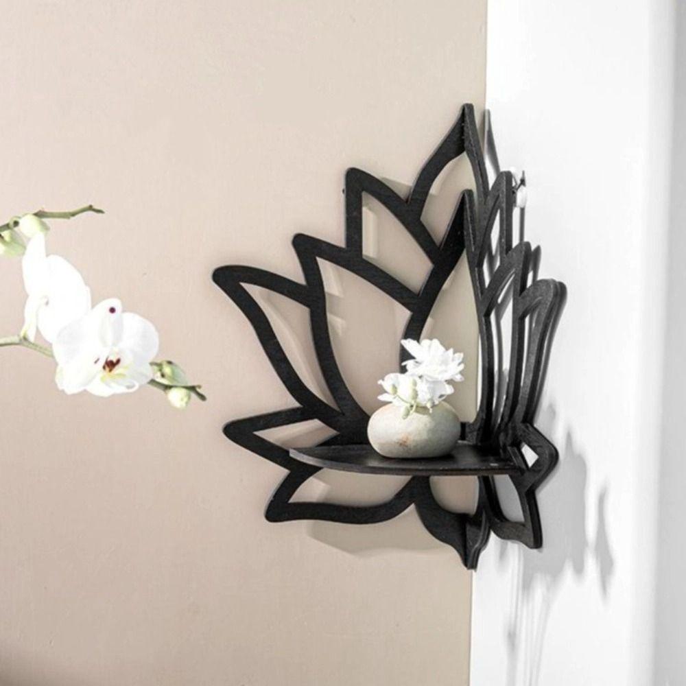 Hollow Lotus Floating Wall Shelf Hanging Wall Display Shelf Corner Decorative Rack Potted Plants