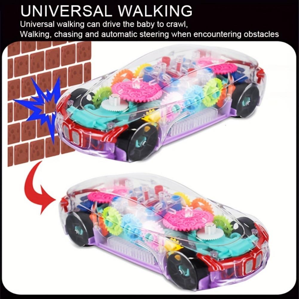 Transparent Gear Toy Car Colorful Light Electric Music Universal Concept Car Toy Car Birthday Gift