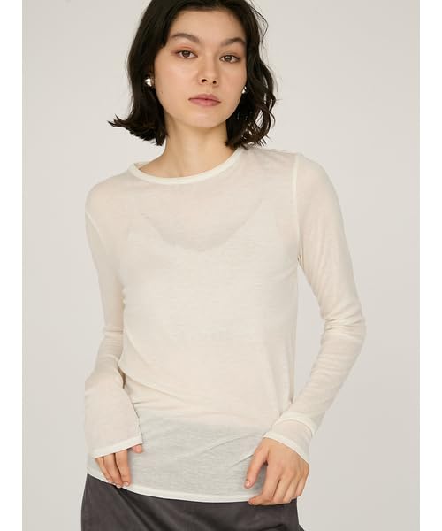 Emi Sheer Tele Rib Free Size Top, 13WCT254064, White,