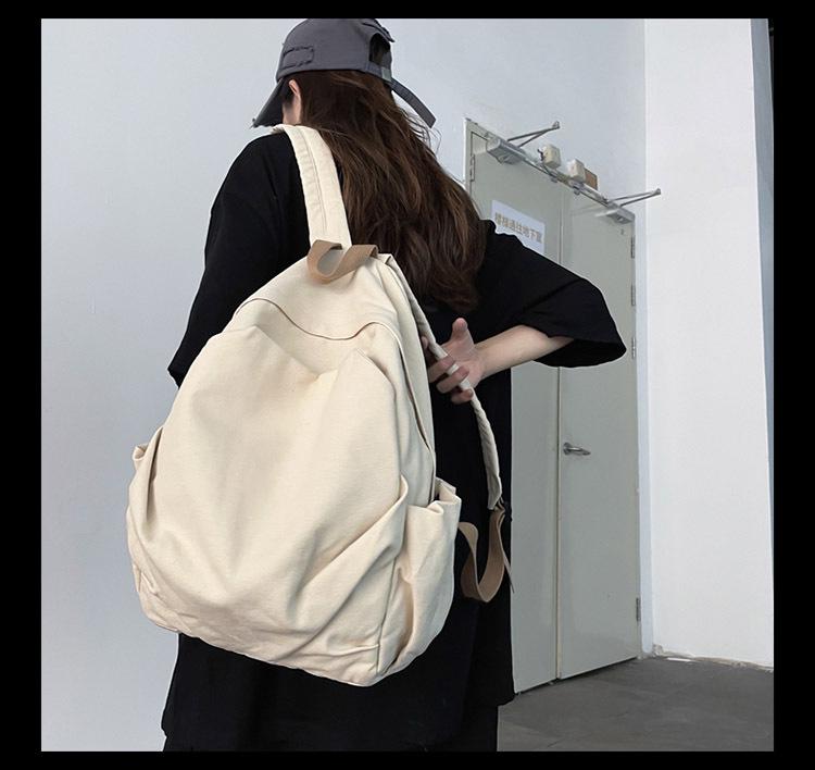 Retro Forest Canvas Backpack for Girls - Japanese Harajuku Style, Simple & Versatile for High School Students
